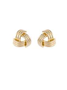 1 Pair Petite Versatile Striped Knot Stud Earrings, Suitable For Daily Wear For Women - Gold - View 5