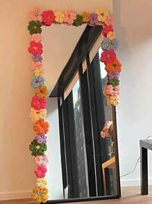 50 件/4 厘米手工钩针绒球花，镜子装饰工艺套件，创意手工编织花，可用于衣服、雨伞、窗帘、空调管、补丁、情人节礼物（颜色随机） - 彩色 - 查看 4