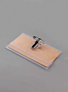 2/4/8pcs Transparent Badge Holder, Dual Sided Name Tag Card Clip, Thicken PVC ID Card Holder