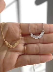 1pc S925 Sterling Silver Creative Angel Wings Pendant Necklace, Elegant & Versatile, Great Gift For Women Daily Wear And Festivals