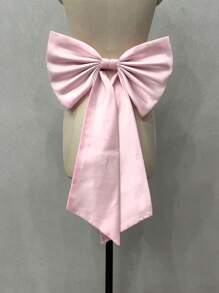 1件裝 玫瑰紅緞面單層後蝴蝶結 39cm+ 長緞帶 55cm 腰部布料裝飾配件 - 彩色 - 查看 16