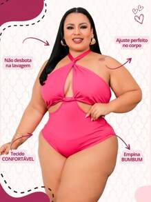 Plus Size One-Pieces - Màu Hồng Tươi - Xem 7