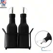 Cruet Holder Kit With Condiment Holder Oil Vinegar Salt Pepper Shaker For Oil Vinegar Salt Pepper - trắng - Xem 1