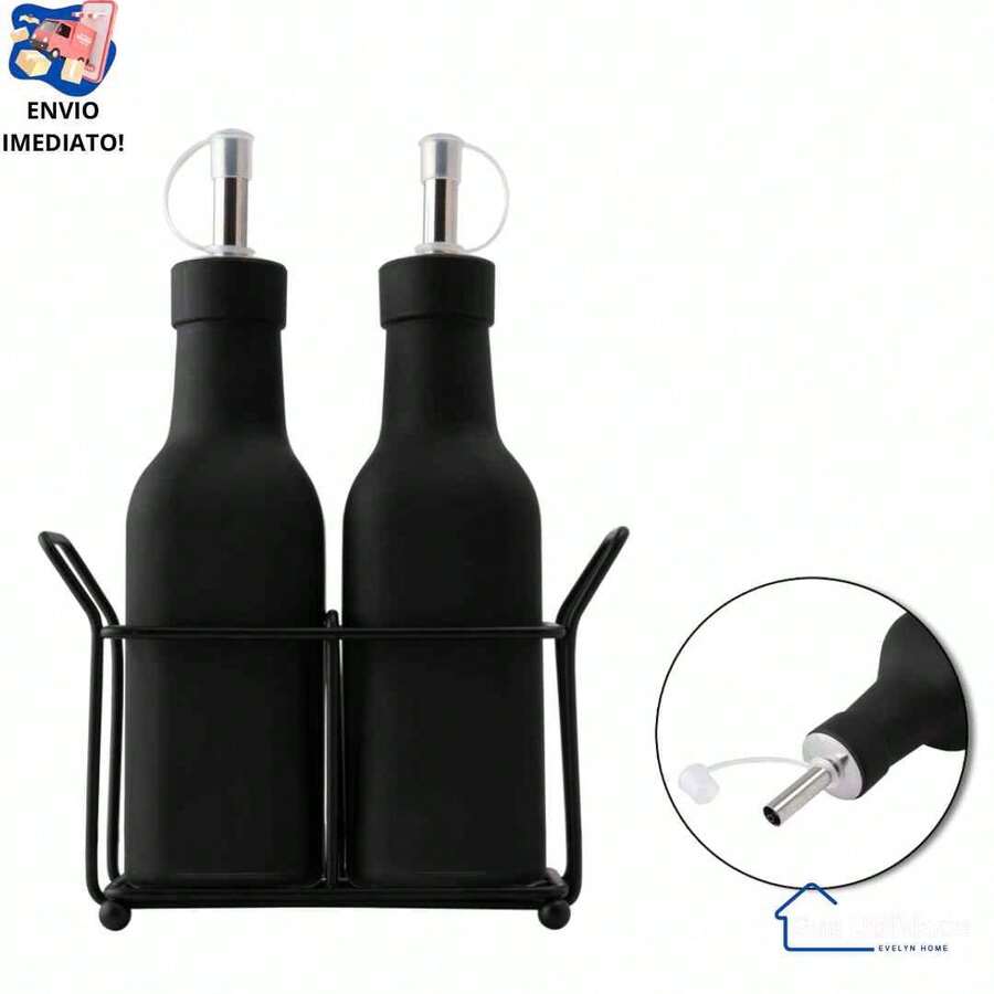 Cruet Holder Kit With Condiment Holder Oil Vinegar Salt Pepper Shaker For Oil Vinegar Salt Pepper - trắng - Xem 1