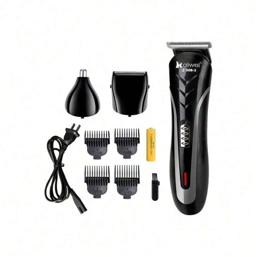 3 In 1 Electric Beard And Hair Shaver, Multifunctional Waterproof Grooming Kit For Men, Electric Beard Trimmer With Razor, Rechargeable With Power Indicator, Multifunctional Beard, Nose And Hair Trimmer - 黑色 - 查看 1