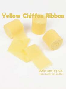 1 Cuộn Ruy băng Chiffon màu vàng kem, Dùng để gói quà bó hoa cô dâu, thiệp mời tiệc cưới Baby Shower, trang trí quần áo tự làm, dây ruy băng đay, dây thừng thủ công bằng sợi đay dùng trong đám cưới, quà tặng trang trí tiệc - Màu vàng - Xem 3