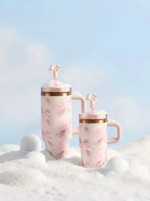 [MOTHER DAY GIFT]STANLEYSINCE 1913 40 Ounce Bow Knot Stainless Steel Water Bottle, Double Wall Vacuum Insulated Portable Drinking Cup, Travel Iced Coffee Cup, Summer Beverage Cup, With Handle And Straw, Perfect For Outdoor Picnics, Summer, Outdoor, Camping, Gym, Dorm, Yoga, Driving, Office Commuting, Birthday Gift, Very Suitable For Water, Iced Tea Or Coffee, Ice Drinks & Hot Drinkss, Compatible - 40oz Rosa Beaux Hồng - Xem 3