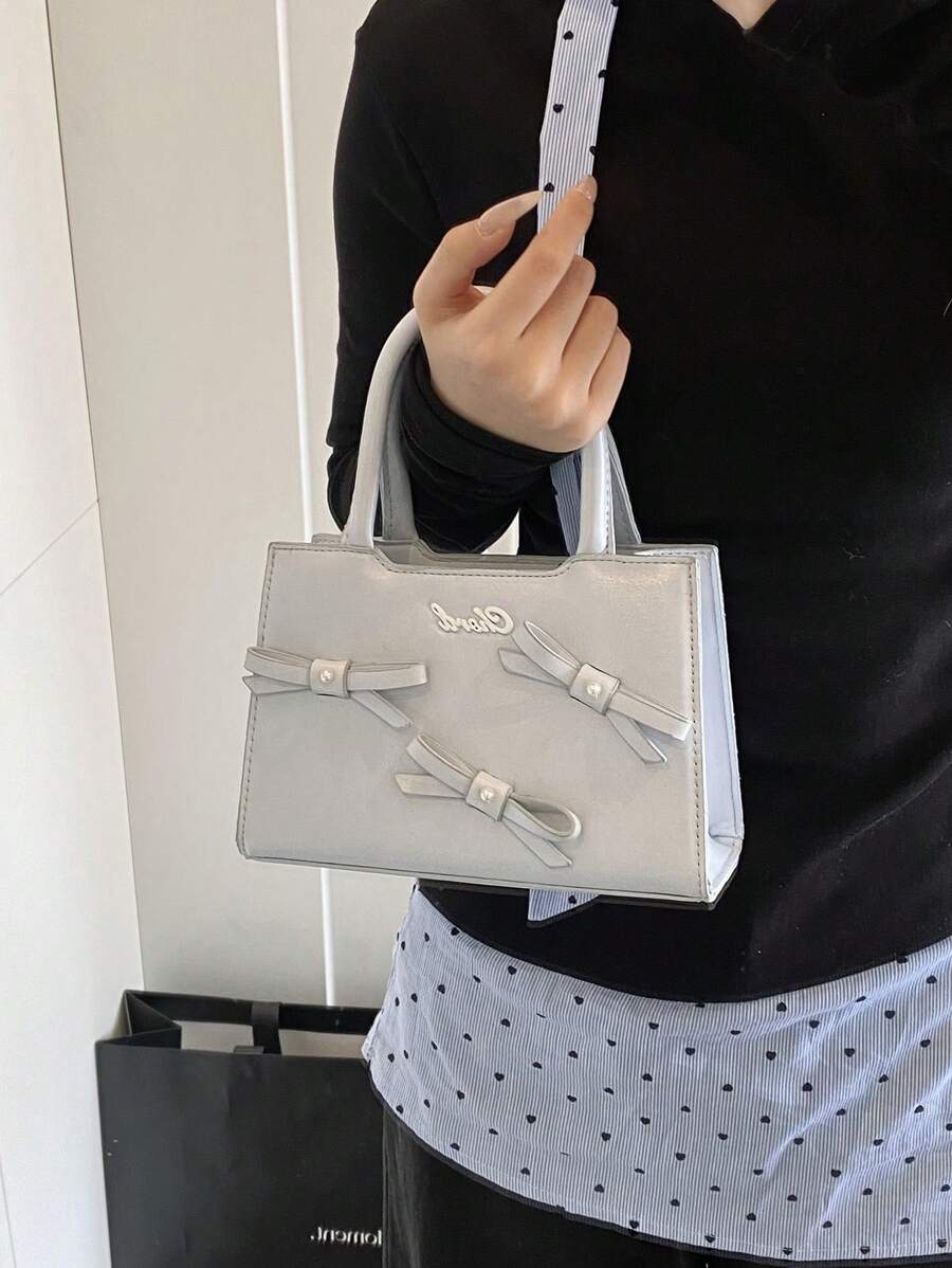 Letter Print Solid Color Fashionable Versatile Office Lady Handbag - Multicolor - View 1