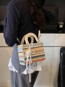 Nuevo bolso transversal de hombro versátil de paja tejida de moda, bolso cuadrado pequeño y elegante para playa y resort