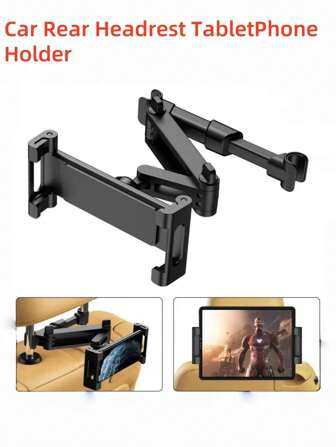 1pc Car Rear Headrest Tablet And Phone Holder, Perfectly Compatible With 4.7-12.9 Inch Tablets And Smartphones, Adjustable Support For Ultimate Convenience, 360° Rotatable Universal Mobile Device Holder, Ideal For Road Travel, Essential Storage Organizer For Women, Perfect Travel Gift For Thanksgiving, Christmas, New Year, And Valentine's Day, Enhance Your Travel Experience With This Versatile Accessory, Keep Your Devices Secure And Accessible While On The Go, Perfect For Family Road Trips And Long Journeys, Elevate Your Car's Interior With This Stylish And Functional Holder.