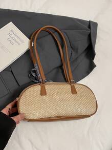 韩版手提包，简约时尚单肩斜挎包，2025新款编织纹理时尚绗缝时尚腋下手提包女士