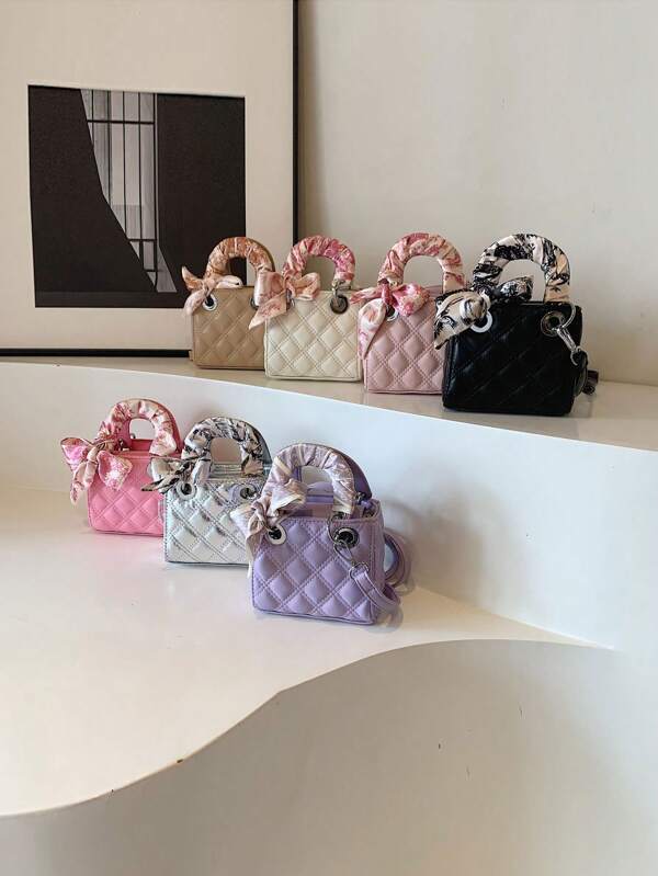 New Fashionable Embroidered Silk Scarf Handbag, Crossbody Mini Shoulder Square Bag