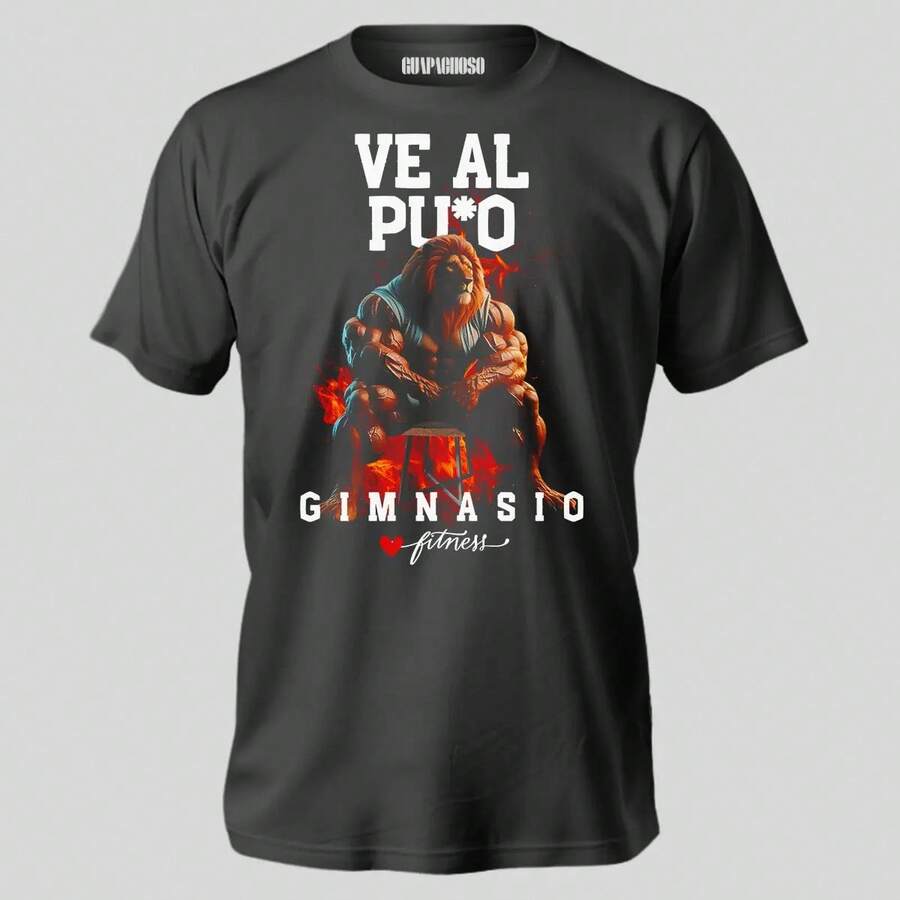 Playera Calacas Gym Gimnasio Viral Leon calacas chidas suave calidad algodon peinado 15 gr estampado - Negro - Ver 1