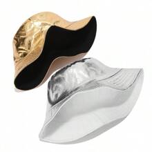 1pc Reversible Two-Tone Bucket Hat, Shine & Fashion, Street Style For Women, Foldable Casual Outdoor Hat