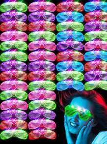 12 PCS LED Glasses, (Blinds LED Glasses Length 16.5cm/6.5in Width 5.4cm/2.2in) Luminous Party Supplies 5 Colors 3 Light Modes Constant Flash Intermittent Flash Rapid Flash Luminous Glasses Toys Party Supplies Suitable For Adults Luminous Glasses Are Very Suitable For Festivals Birthday Easter Parties Glow Sticks Glasses Sunglasses Wedding Role Play Christmas Nightclubs (Colors Sent Randomly) - 彩色 - 查看 2