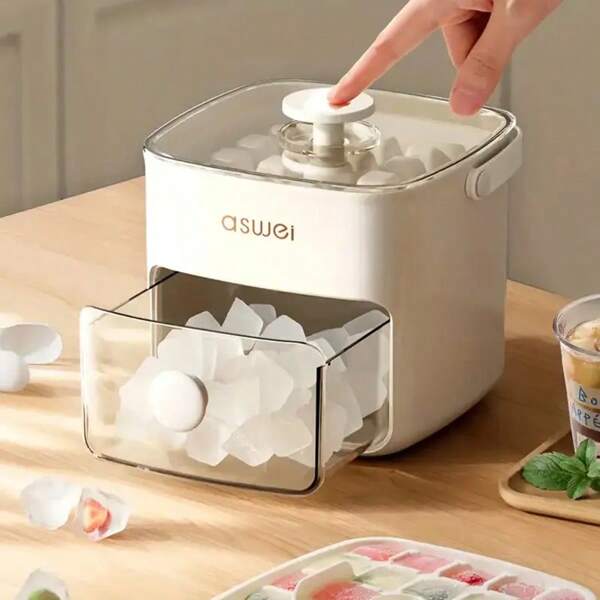 Molde de hielo de 48 cavidades extra grande con diseño deslizante suave, bandeja de almacenamiento de plástico apta para el refrigerador, herramienta esencial de cocina para whisky y cócteles, bandejas y cubos de hielo de verano, accesorios de cocina de verano