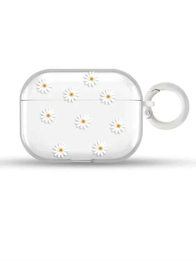 Funda protectora con estampado de margaritas para AirPods 2/3/Pro/Pro2/Pro3, funda transparente para AirPods 4
