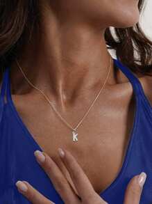 SYMFNY S925 Sterling Silver Initial Necklace 14K Gold Plated Dainty Letter A-Z Pendent Choker Necklaces For Women Jewelry Mother's Day Gifts