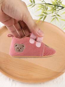 1 双幼儿男孩/女孩卡通熊钩环设计运动平底鞋，防滑婴儿学步鞋，适合 0-1 岁，春/秋/冬