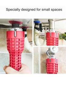 5 In 1 Sink Faucet Wrench Repair Tool Non-Slip Kitchen Bathroom Faucet Assembly Key Plumbing Installation Wrench Pipe Spanner - Red - View 5
