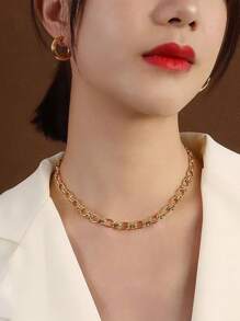 1pc Stainless Steel Knotted Geometric Fashion Personalized Hiphop Necklace For Women, Suitable For Gifts