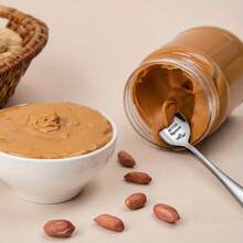 1 件雕刻不锈钢花生酱勺，圆形，送给父母的完美礼物，适合生日和节日 - 銀色 - 查看 3