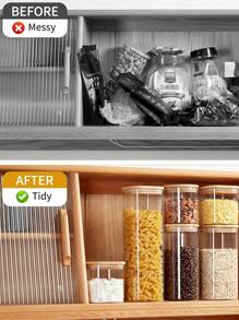 1pc Glass Material Food Storage Container, Candy Jar, Nuts Storage Bottle, Popcorn Container, Suitable For Home Kitchen And Dining Room Organization