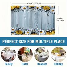 4pcs/Set Wood Grain & Floral Print Linen Placemats - Woven Linen Rectangle Tablemats For Dining, Kitchen - Anti-Slip & Heat Resistant Placemats For Coffee Table, Dinner Table Decor