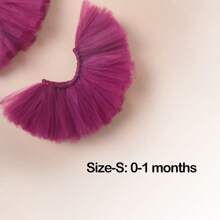 新生儿摄影道具女童服装婴儿摄影道具公主蓬松薄纱芭蕾舞裙和花卉头带，新生儿摄影肖像礼物 - 彩色 - 查看 12