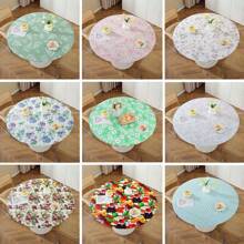 1pc Printed Round Tablecloth, Vinyl Flannel Backed Table Cover, 100% Waterproof And Oil-Resistant Plastic Tablecloth, Spring Flower Tablecloth, Round Elastic Edge, Suitable For Dinner Parties, Outdoors, And Picnics.
