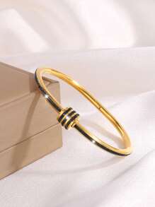 Camhanno 1pc Pulseira de aço inoxidável divertida e elegante com diamantes, adequada para a namorada do feriado cheia de ritual