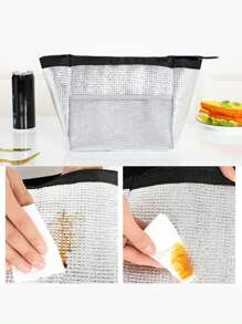 1 pieza Bolsa de almuerzo gruesa y alta, bolsa térmica de gran tamaño con asa para transportar comidas, adecuada para el trabajo