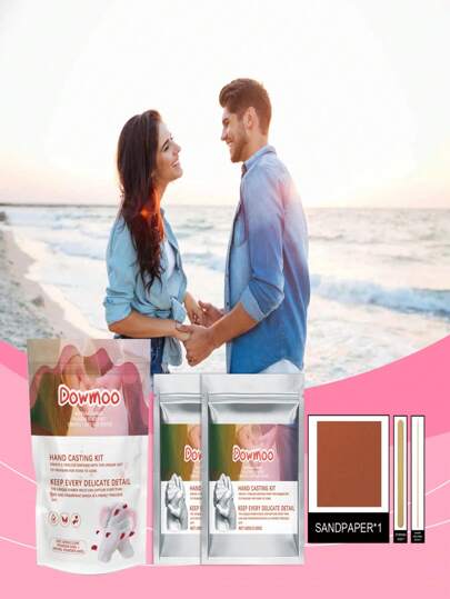 Valentine's Day 200g/50g Couple Handprint Plaster Mold Set, Suitable For Couples And Families, DIY Plaster Mold Kit To Create Memorable Keepsakes, Handprints, Couples