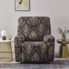 1pc Flower Pattern Massage Chair Cover, Thick Printed Elastic Full Coverage Chair Slipcover, Suitable For All Season - Mustard Yellow - View 14