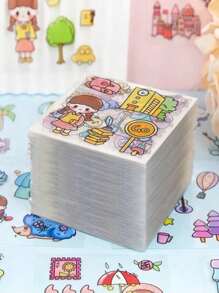 Juego de 10/50/100 pegatinas de dibujos animados lindos, pegatinas transparentes para cuentas manuales, acabado brillante, apropiadas para decorar portátiles, guitarras, botellas de agua y maletas, cada diseño es único.