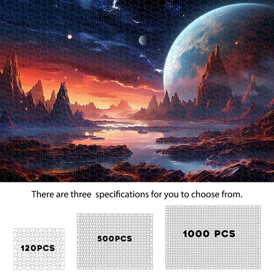120/500/1000pcs Challenging Jigsaw Puzzle - Space Fantasy Landscape Pattern, Perfect Intelligence Challenge Game, Ideal Choice For Puzzle Enthusiasts - Multicolor - View 1
