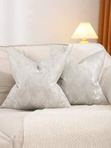 Miater 幾何紋織花枕套,適用於沙發、腰靠枕 - 銀色 - 查看 12