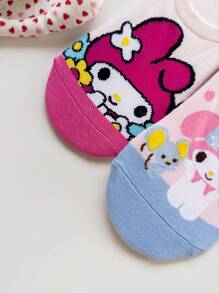 Sanrio Melody,‌,‌ ,,,Badtz-Maru,, 5 Pairs Women And Men's/Couple Boat Socks, Personalized, Funny, Happy,Colorful, Creative Anime Cartoon Design, Holiday Gift, Comfortable And Breathable, Improve Family Atmosphere, Fashionable And Suitable For Both Men And Women. Interesting Socks, Crazy, Anime, Multi-Color Socks Without Cardboard - Multicolor - View 5