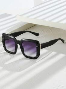 1 pieza Gafas de estilo vintage de colores en bloque cuadradas unisex, para el estilo de vida callejero Y2K. Gafas casuales para el verano, la playa, al aire libre y los viajes