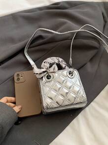 New Fashionable Embroidered Silk Scarf Handbag, Crossbody Mini Shoulder Square Bag