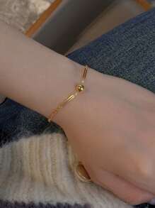 1pc S925 Pulseira de corrente de contas de prata esterlina, design elegante e versátil, adequada para uso diário feminino, presente para feriados