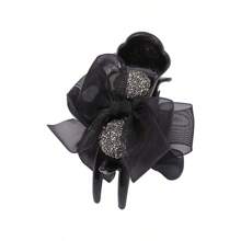 1 件简约优雅水钻发夹，带网状蝴蝶结发夹、发髻夹