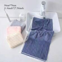 4 件现代条纹珊瑚绒手巾，11.8x27.55 英寸，柔软吸水不脱落，多用途洗碗布、毛巾、手巾、汽车清洁布、厨房毛巾、运动毛巾