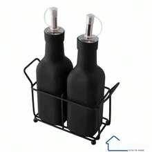 Cruet Holder Kit With Condiment Holder Oil Vinegar Salt Pepper Shaker For Oil Vinegar Salt Pepper - trắng - Xem 4