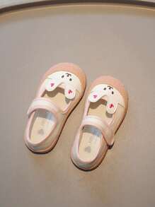 1 Pair Fashionable Simple Cute Rabbit Ear Flat Shoes For Girls, Comfortable - Pink - View 2