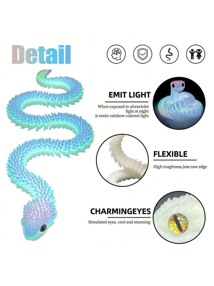 3D-gedruckte Schlangenfigur Im Ei – 30 Cm, Flexibel, Regenbogenfarben, Lustige Deko Für Zuhause & Büro