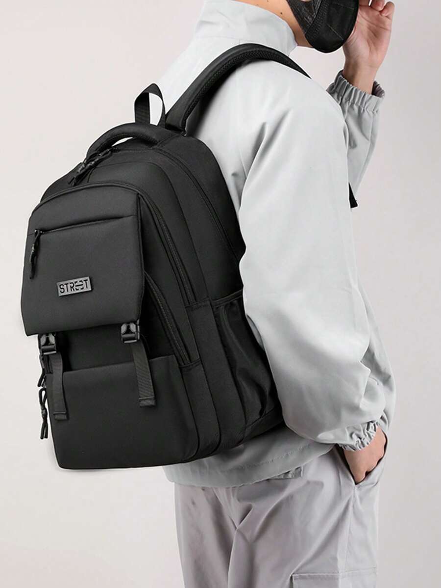 Large Capacity Backpack For Men, Fashion Minimalist Laptop Bag, Casual Multipurpose Travel Bag For Business/Trip - Black - View 1