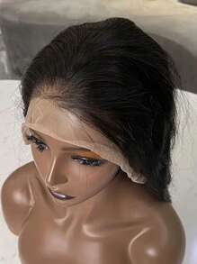 13 * 4 前蕾丝假发,周围有婴儿头发,黑色自然色,预烫发际线,波浪长发,适合各种人种,日常派对使用,透明蕾丝无胶,8-36 英寸 - 黑色 - 查看 7