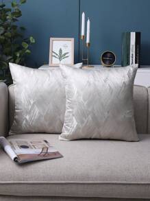 Miater 幾何紋織花枕套,適用於沙發、腰靠枕 - 銀色 - 查看 6