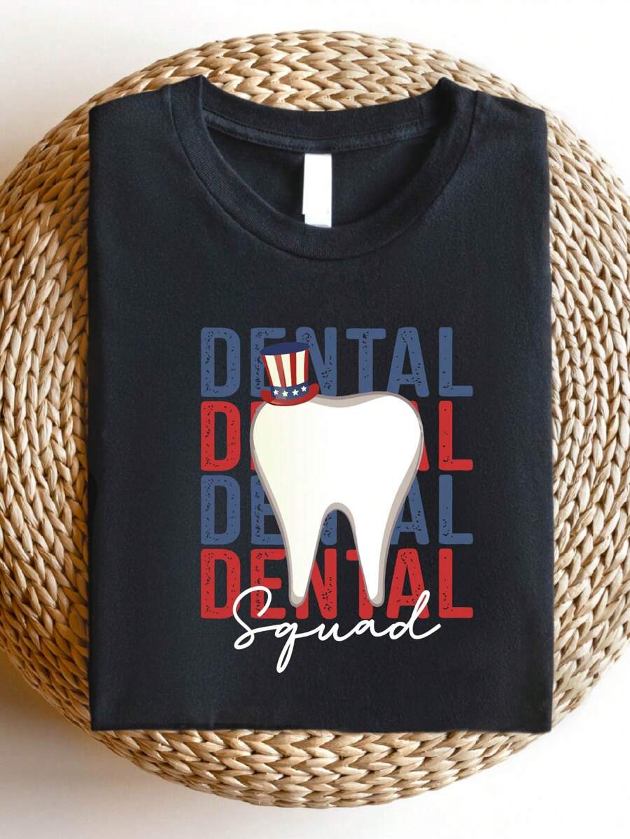 Dental Crew Shirt, 4th Of July Dentists T-Shirt, Dental Hygienist Tee, Gift For Dentists, Patriotic Dentists Matching Shirts, 4th Of July Dental Office Crew T-Shirts. SD-2864 - Black - View 1